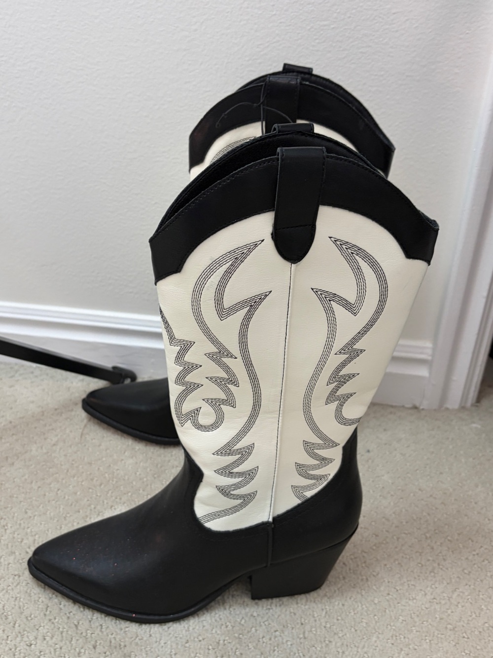 Indigo Black and White Heeled Boots - Picture 7 of 9